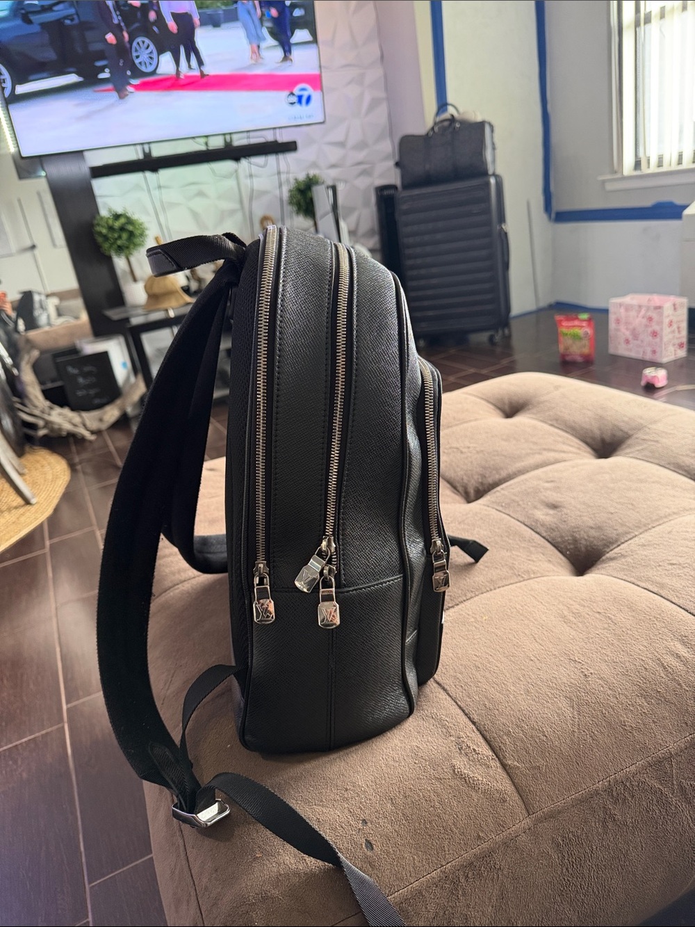 Louis Vuitton Black Textured Leather Backpack - Picture 3 of 15